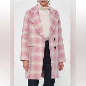 Avec Les Filles Raglan Walking Coat in Dusty Pink Plaid in Women’s Size S
